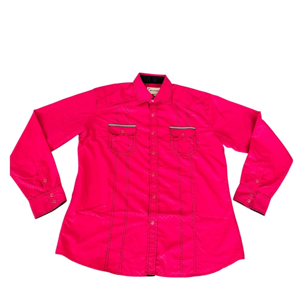 Ace of Diamonds Mens Hot Pink Checkerboard Western Button Down Shirt XL‎